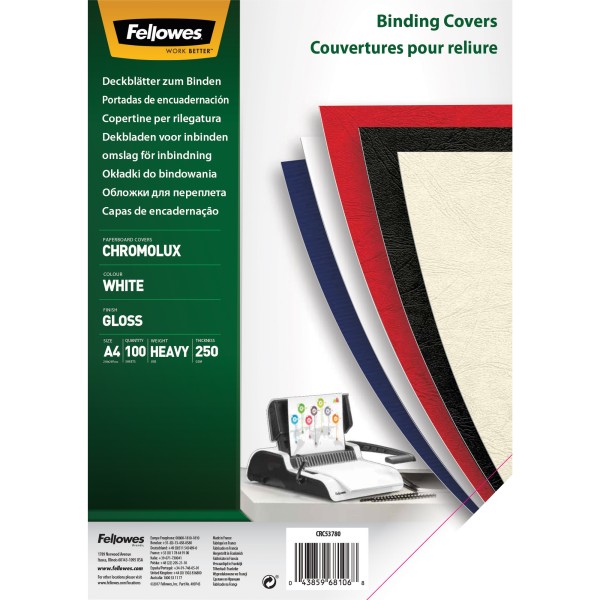 Fellowes Deckblatt Chromolux 5378006 DIN A4 weiß 100 St./Pack.