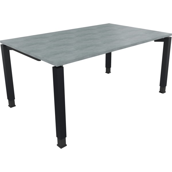 Schreibtisch Vierfuß Quadratrohr B1600xT1000xH680-820 an/Beton hell