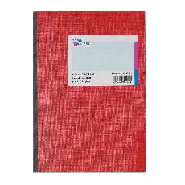 König & Ebhardt Registerbuch 8618752 DIN A5 96Blatt kariert rot
