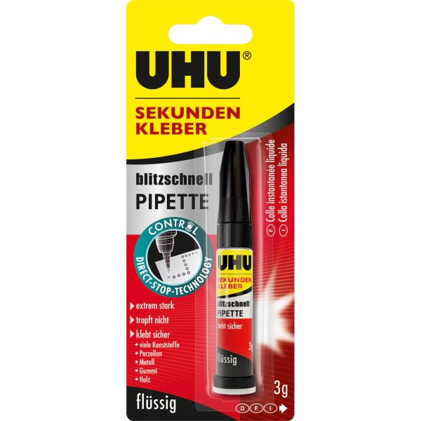 UHU Sekundenkleber blitzschnell PIPETTE 45570 3g