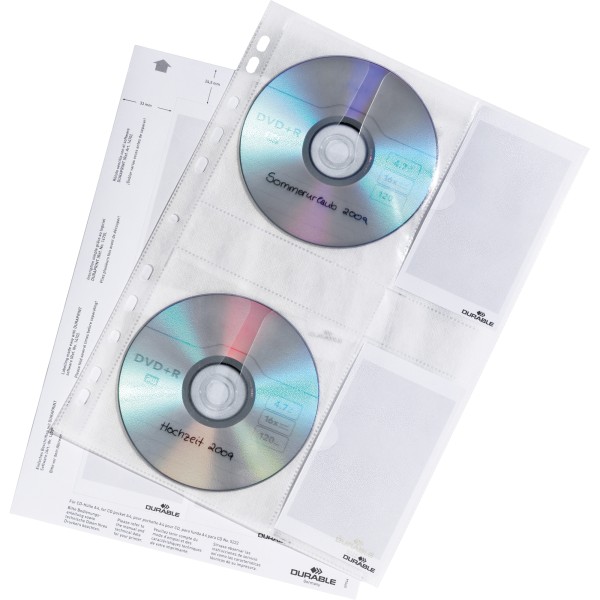 DURABLE CD/DVD Hülle COVER M 522219 PP transparent 5 St./Pack.