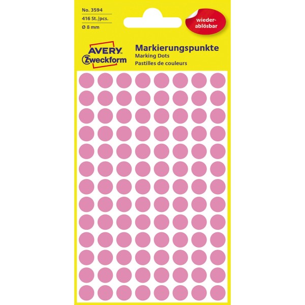 Avery Zweckform Markierungspunkt 3594 8mm pink 416 St./Pack.