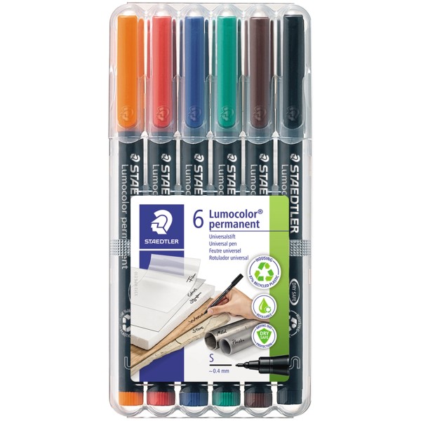 STAEDTLER Folienstift Lumocolor 313 WP6 0,4mm sortiert 6 St./Pack.