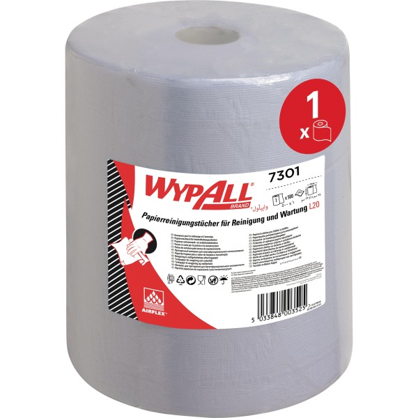 WYPALL Wischtuch L20 7301 2lagig 33x38cm Rolle 500Blatt blau