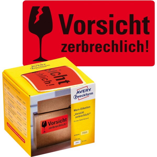 Avery Zweckform Warnetikett 7211 Vorsicht zerbrechlich 200 St./Pack.