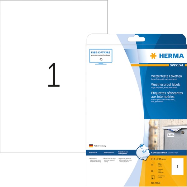 HERMA Etikett PREMIUM 5065 210x297mm weiß 25 St./Pack.