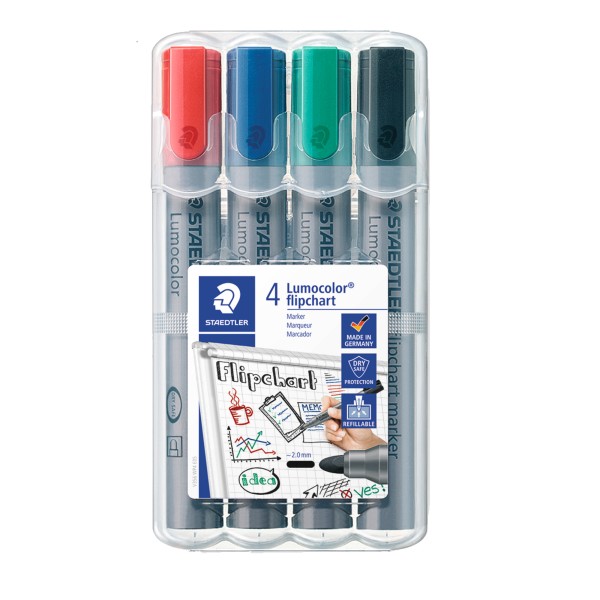 STAEDTLER Flipchartmarker Lumocolor 356 WP4 2mm sortiert 4 St./Pack.