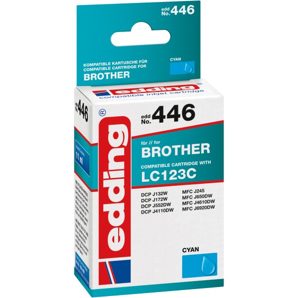 edding Tintenpatrone 18-446 wie Brother LC123 cyan