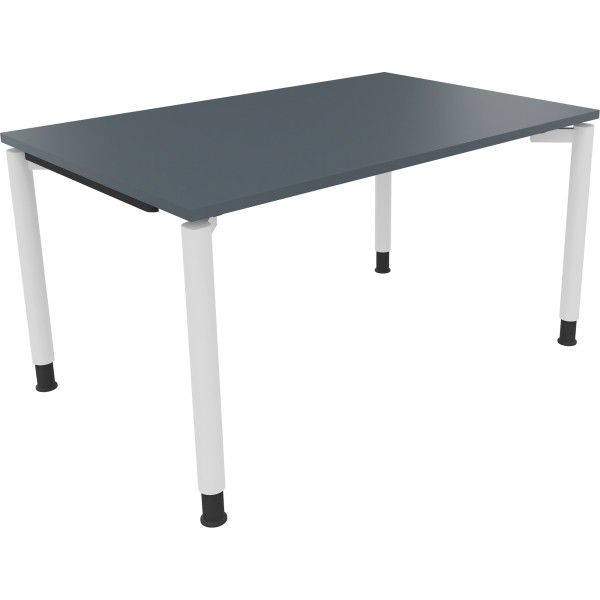 Schreibtisch Vierfuß Rundrohr B1400xT900xH680-820 ws/Lavagrau