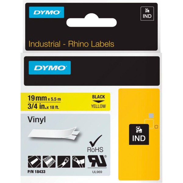 DYMO Schriftbandkassette Rhino ID1 18433 19mmx5,5m sw auf ge