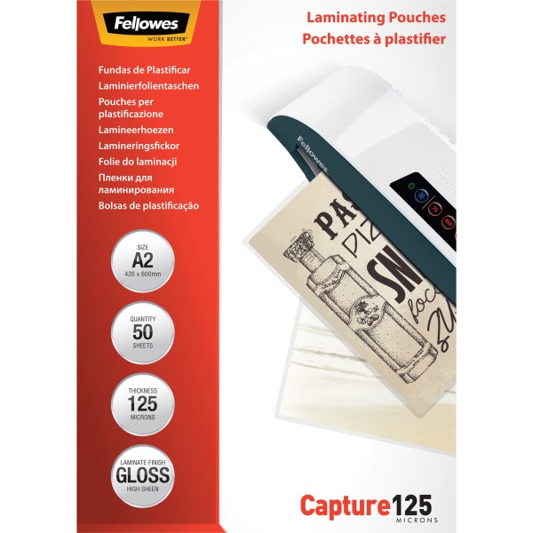 Fellowes Laminierfolie Capture 125 5309302 DIN A2 125mic 50 St./Pack.