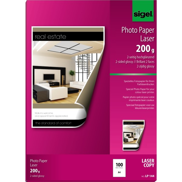 SIGEL Fotopapier LP144 DIN A4 für Farb-Laser/-Kopierer DIN A4