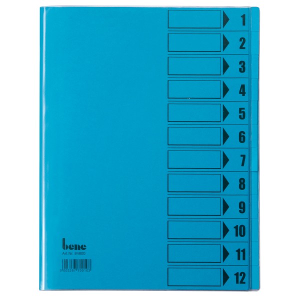 Bene Ordnungsmappe 84800BL DIN A4 12Fächer PVC blau