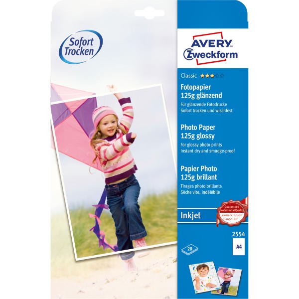 Avery Zweckform Fotopapier 2554 glänzend A4 125g 20Bl.