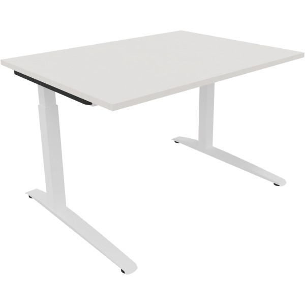 Schreibtisch Kufe Einzels. Quadrat B1200xT900xH650-850 ws/Weiß