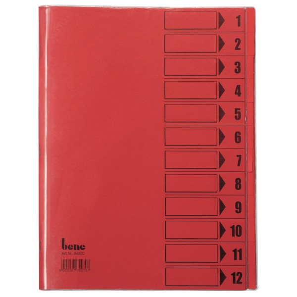 Bene Ordnungsmappe 84800RT DIN A4 12Fächer intensivrot