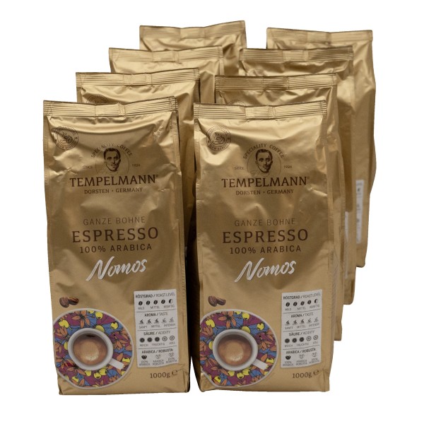 TEMPELMANN Kaffee Nomos Espresso 120248 ganze Bohne 8x1.000g