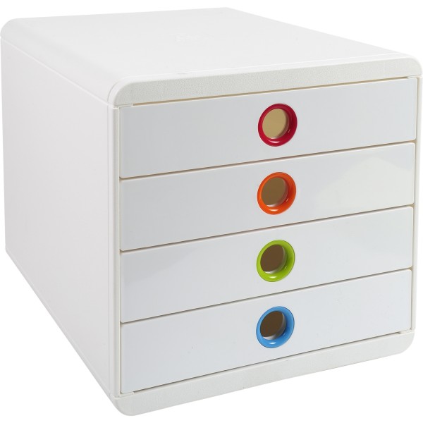 Exacompta Schubladenbox Pop-Box 314398D A4+ 4Schübe ws/harlekin