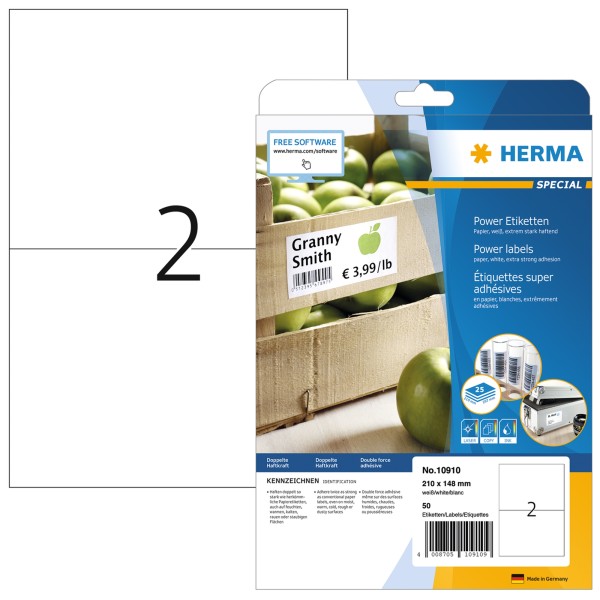 HERMA Etikett 10910 stark haftend 210x148mm matt weiß 50 St./Pack.