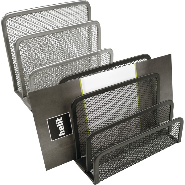 helit Briefständer Mesh H2518300 14x7x9,7cm 3Fächer Metall silber