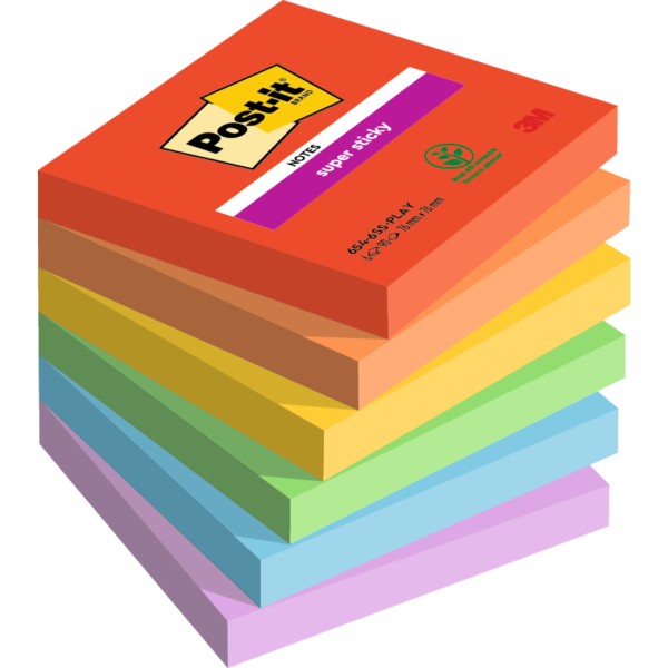 Post-it Haftnotiz 654-6SS-PLAY 76x76mm 90Blatt 6St.