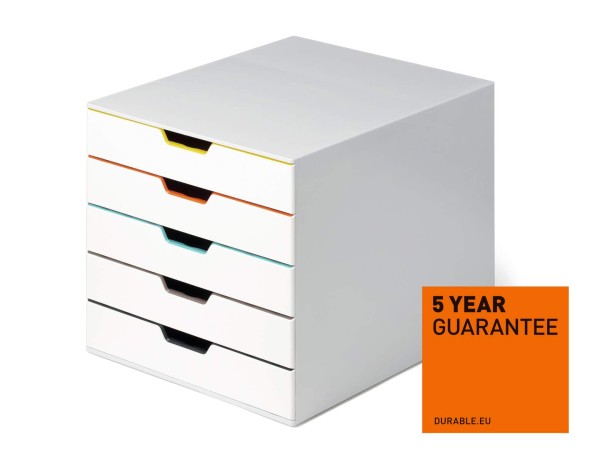 DURABLE Schubladenbox VARICOLOR MIX 5 762527 5Fächer grau/farbig