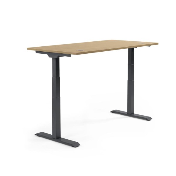 Schreibtisch 1200x605-1255x800mm Platte Eiche hell Gestell sw