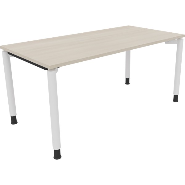 Schreibtisch Vierfuß Rundrohr B1600xT800xH680-820 ws/Akazie hell