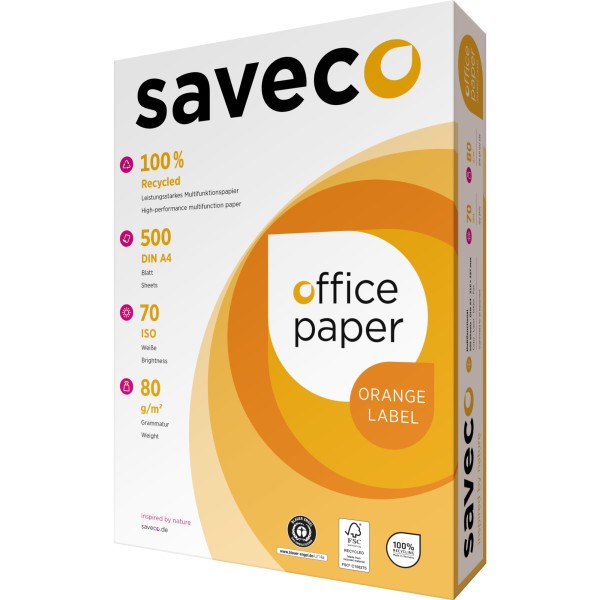 Saveco Kopierpapier Orange Label 100000003 A4 80g ISO 70 500Bl.