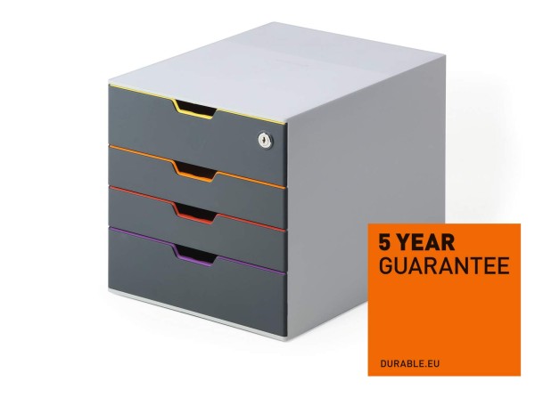 DURABLE Schubladenbox VARICOLOR Safe 760627 Schloss 4Fächer gr/fb