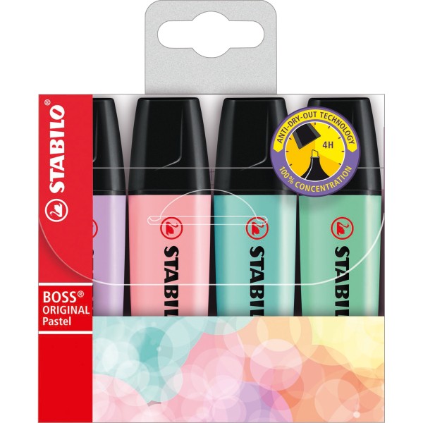 STABILO® Textmarker BOSS ORIGINAL 70/4-2 Pastel 4 St./Pack.