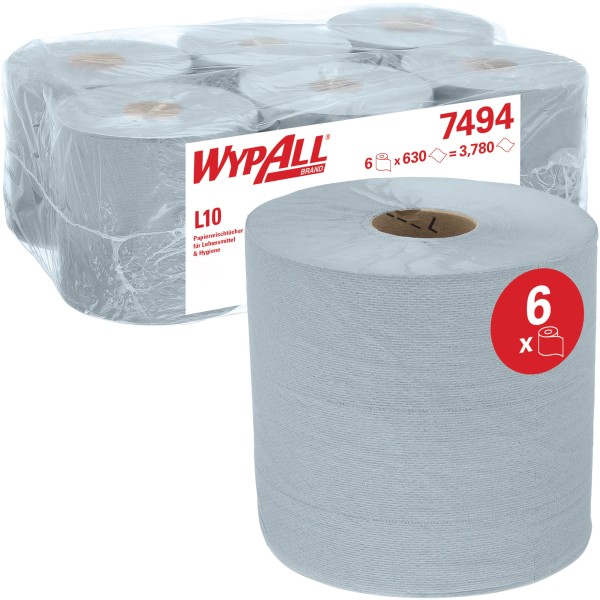 WYPALL Wischtuch Roll Control 7494 18,5x38cm blau 6St.