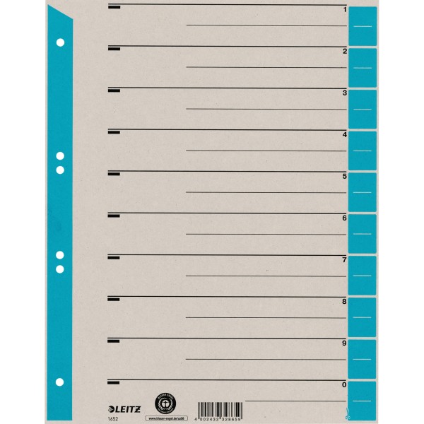 Leitz Trennblatt 16520030 DIN A4 230g Karton hellblau 100 St./Pack.