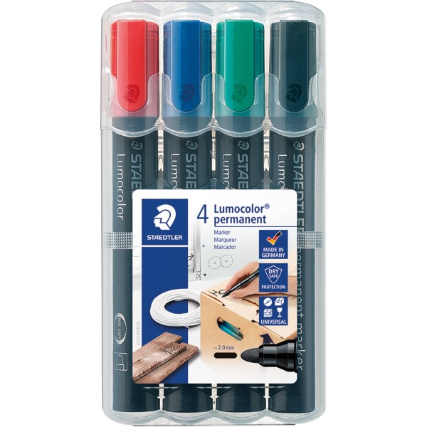 STAEDTLER Permanentmarker Lumocolor 352 WP4 2mm sortiert 4 St./Pack.