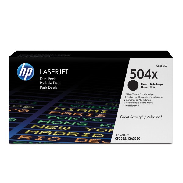 HP Toner CE250XD 504X 10.500Seiten schwarz 2 St./Pack.