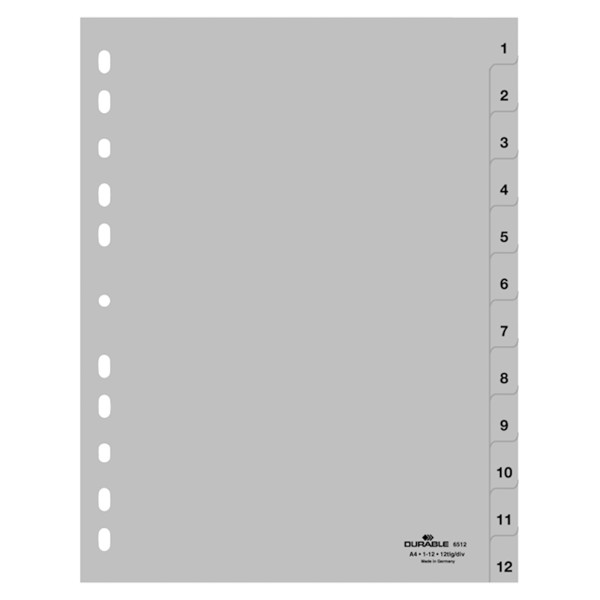 DURABLE Ordnerregister 651210 für A4 1-12 12tlg geprägte Taben