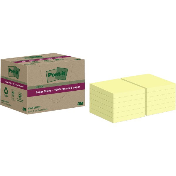 Post-it Haftnotiz Super Sticky Recycling 654 RSS12CY ge 12 St.