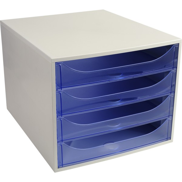 Exacompta Schubladenbox Ecobox 228610D A4+ 4Schübe offen gr/eisbl.
