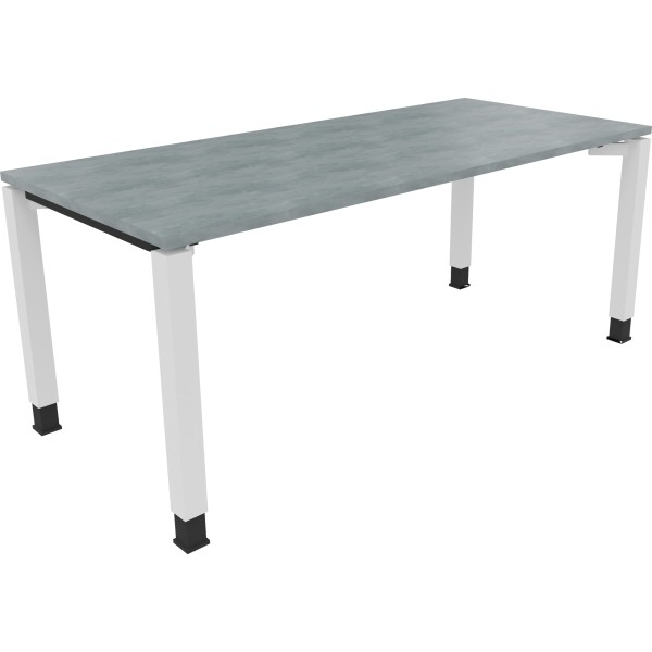 Schreibtisch Vierfuß Quadratrohr B1800xT800xH680-820 ws/Beton hell