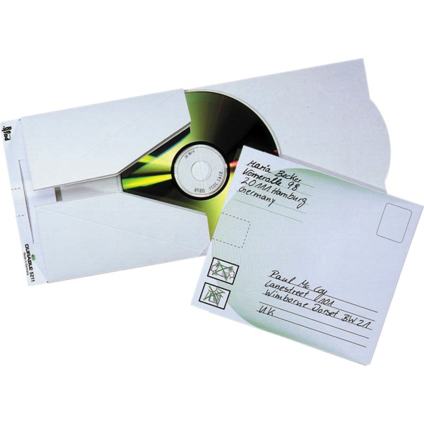 DURABLE CD/DVD Versandtasche MAIL 521102 140x125mm weiß 5 St./Pack.