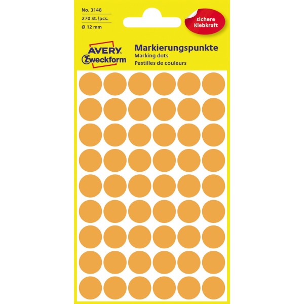 Avery Zweckform Markierungspunkt 3148 12mm orange 270 St./Pack.