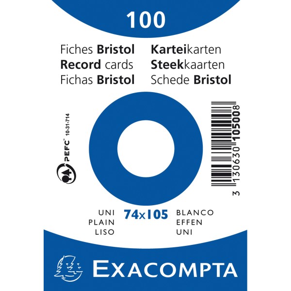 Exacompta Karteikarte 10500SE DIN A7 blanko weiß 100 St./Pack.