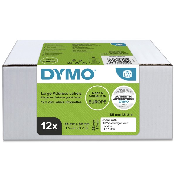 DYMO Adressetikett 2093093 36x89mm Rolle 260Etik. 12St.