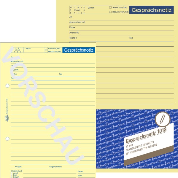 Avery Zweckform Gesprächsnotiz 1018 DIN A5 gelb 50Blatt