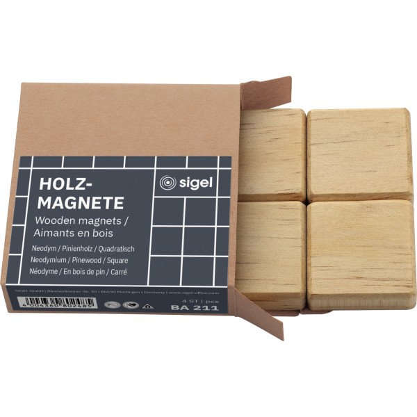 SIGEL Magnet BA211 Holz 33x33x9mm 4 St./Pack.