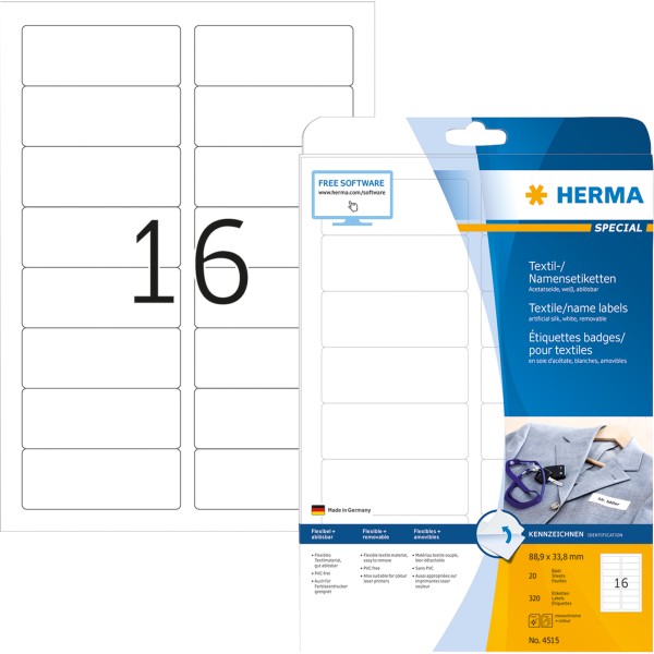 HERMA Namensetikett 4515 Seide 88,9x33,8mm ws 320 St./Pack.