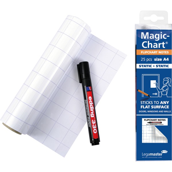 Legamaster Flipchartfolie Magic 7-159000-A4 kar. 25 St./Pack.