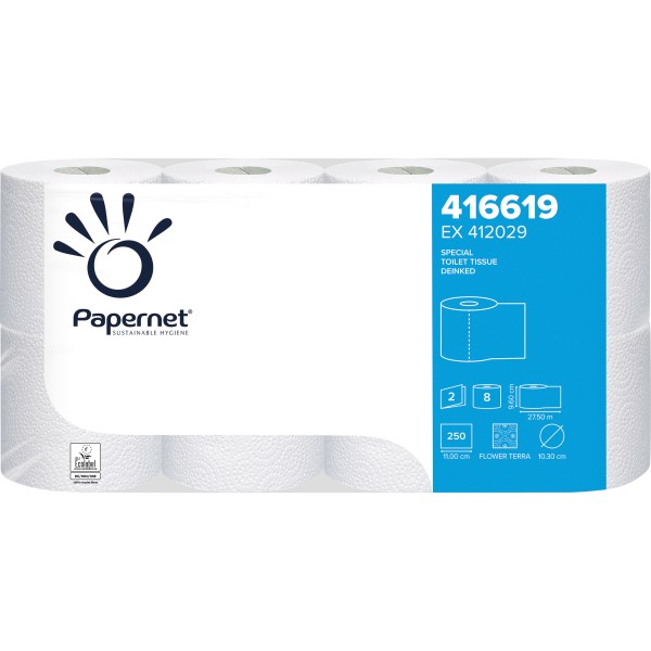 Papernet Toilettenpapier Special 416619 2lg. 250Bl. ws 8 Rl./Pack.