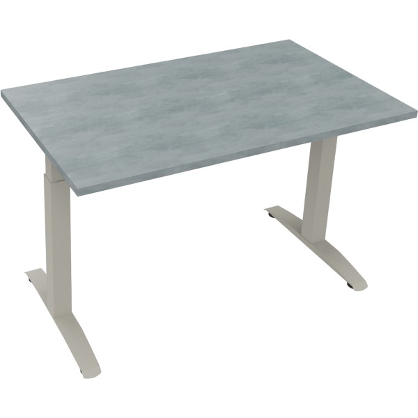 Schreibtisch Kufe Einzels. Quadrat B1200xT700xH650-850 si/Beton hell