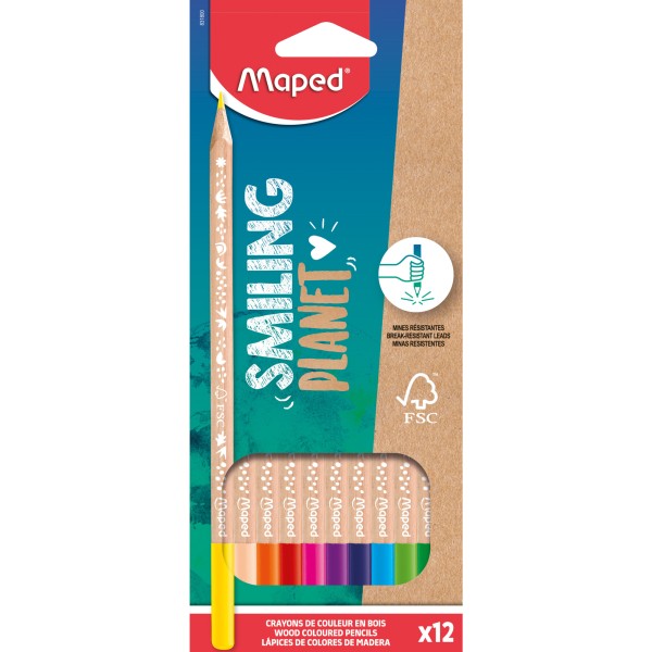 Maped Buntstift Smiling Planet 831800FC sort. 12St.